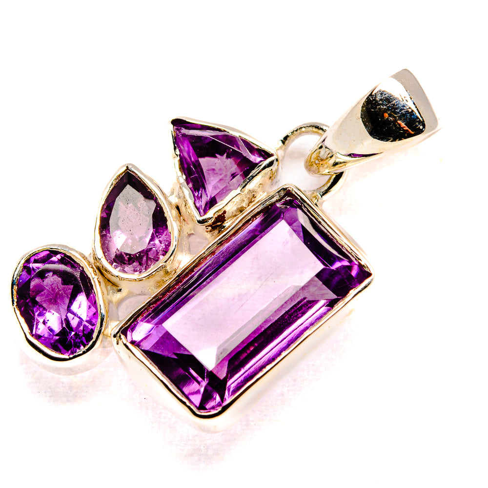 Faceted Amethyst Pendant 1 1/4" (925 Sterling Silver) PD36737