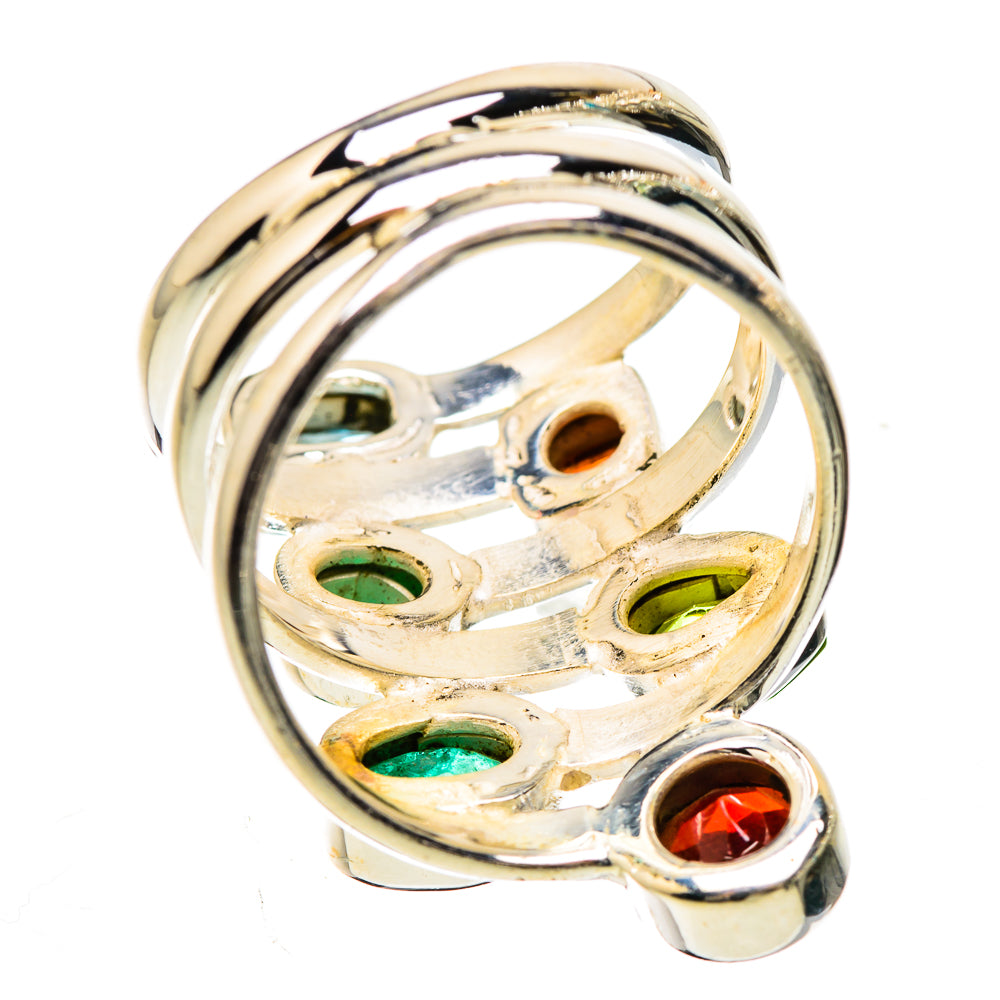 Garnet, Peridot, Blue Topaz, Green Onyx Ring Size 6.25 (925 Sterling Silver) RING135268