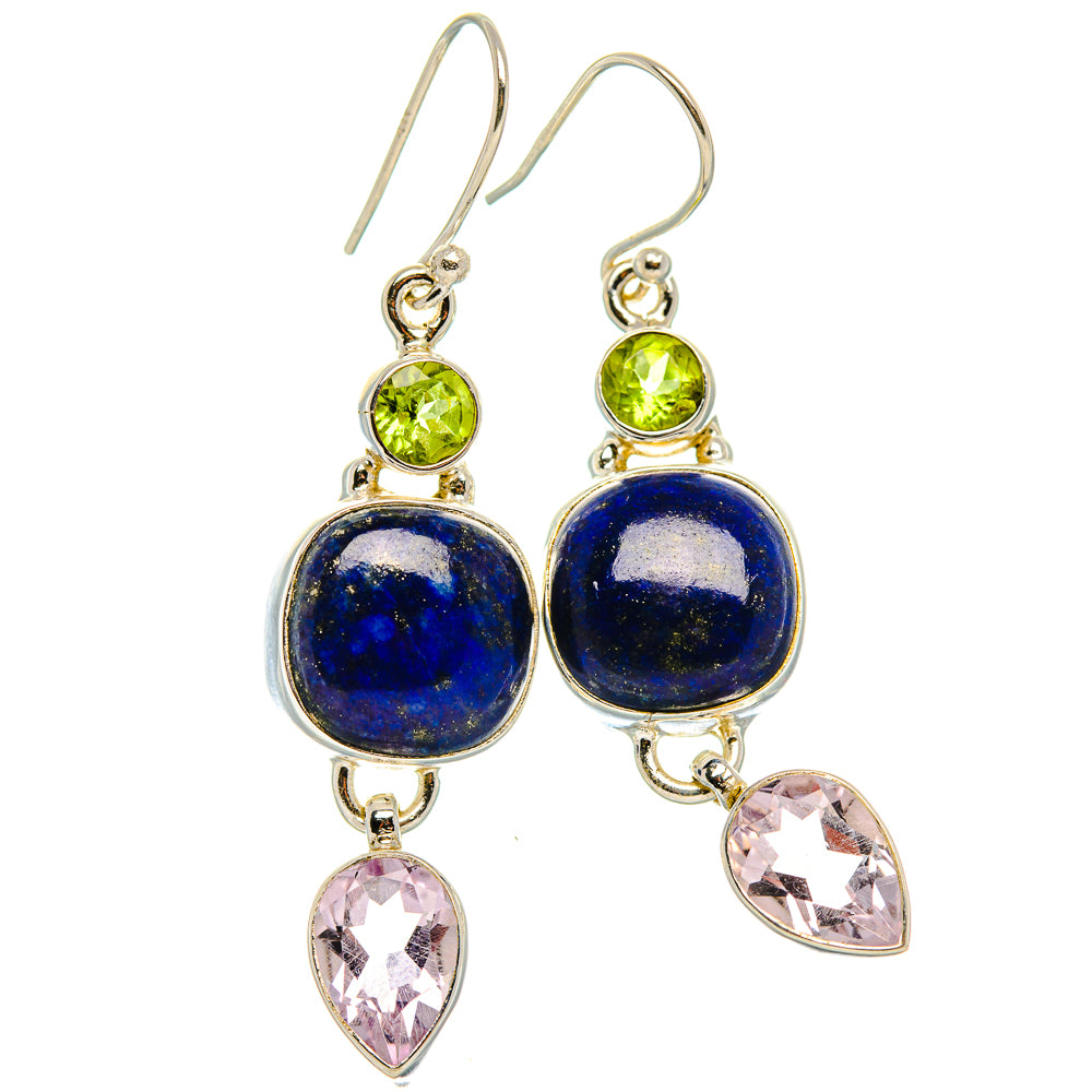 Lapis Lazuli, Kunzite, Peridot Earrings 2" (925 Sterling Silver) EARR431859