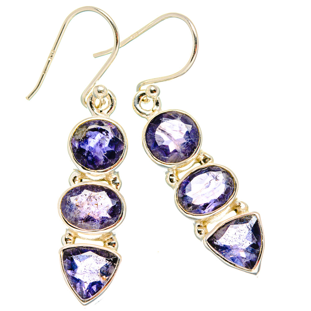 Faceted Tanzanite Earrings 1 1/2" (925 Sterling Silver) EARR431608