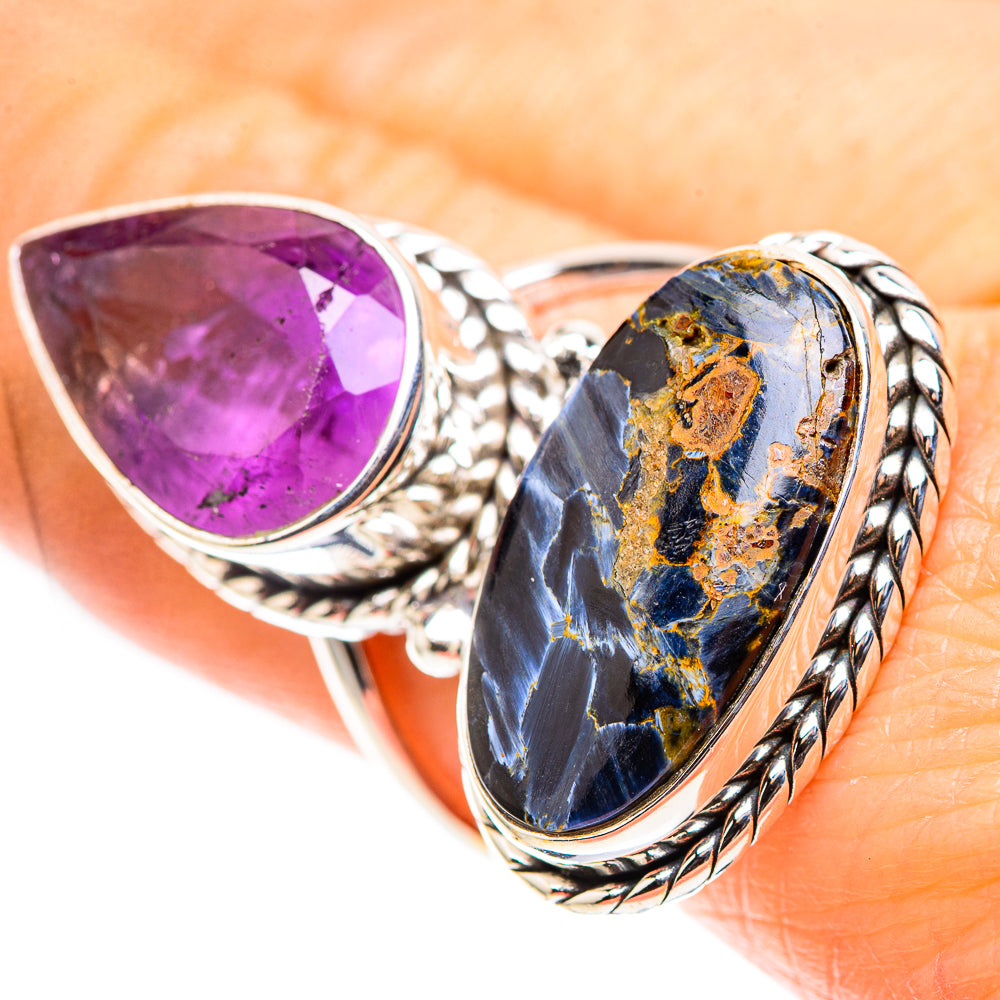 Large Pietersite, Amethyst 925 Sterling Silver Ring Size 9 (925 Sterling Silver) RING137560