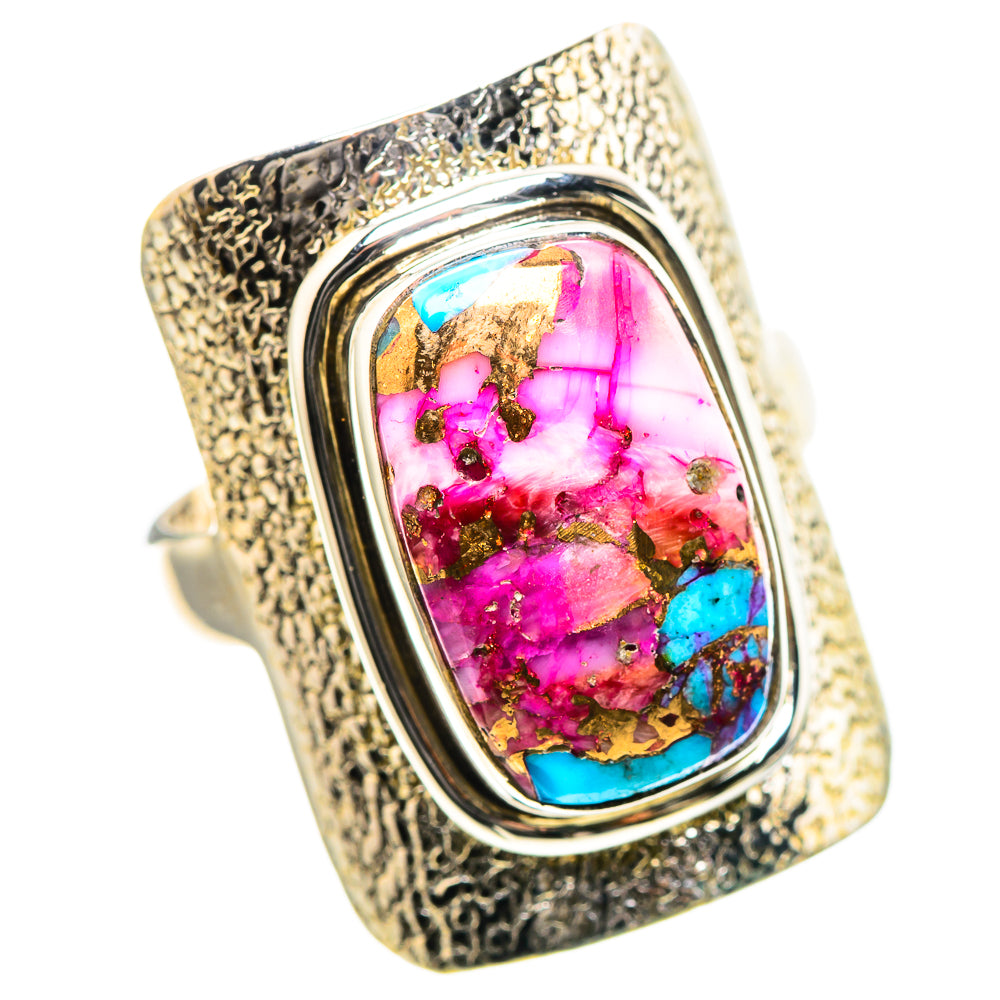 Kingman Pink Dahlia Turquoise Ring Size 8.25 (925 Sterling Silver) RING136696