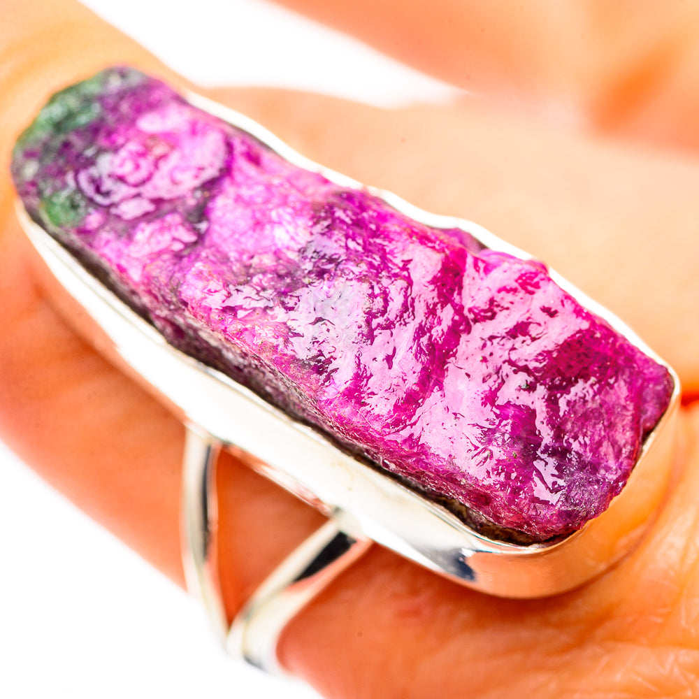 Large Rough Ruby Zoisite 925 Sterling Silver Ring Size 8.75 (925 Sterling Silver) RING137347
