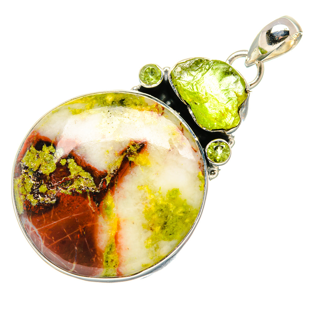 Rainforest Jasper, Peridot Pendant 2" (925 Sterling Silver) PD36382