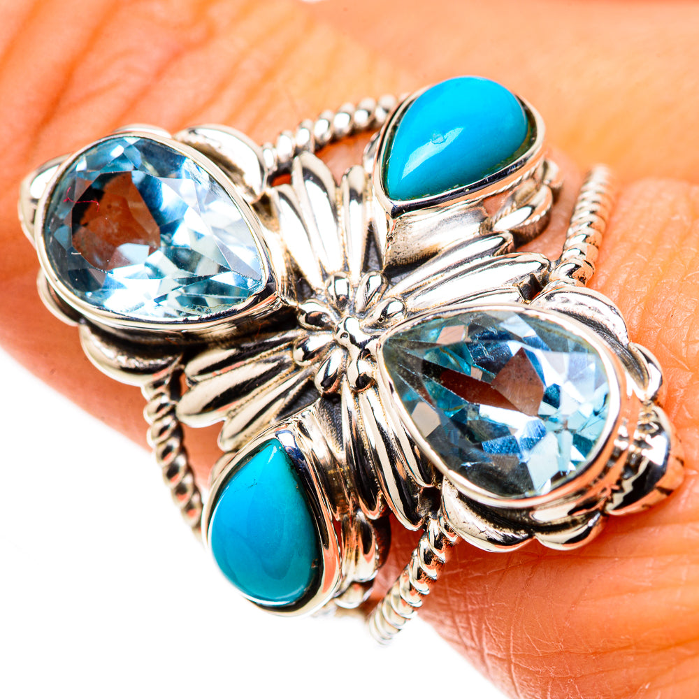 Large Blue Topaz, Sleeping Beauty Turquoise Ring Size 9.75 (925 Sterling Silver) RING134729