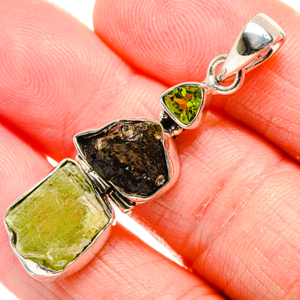Rough Peridot Pendant 1 3/4" (925 Sterling Silver) PD36761