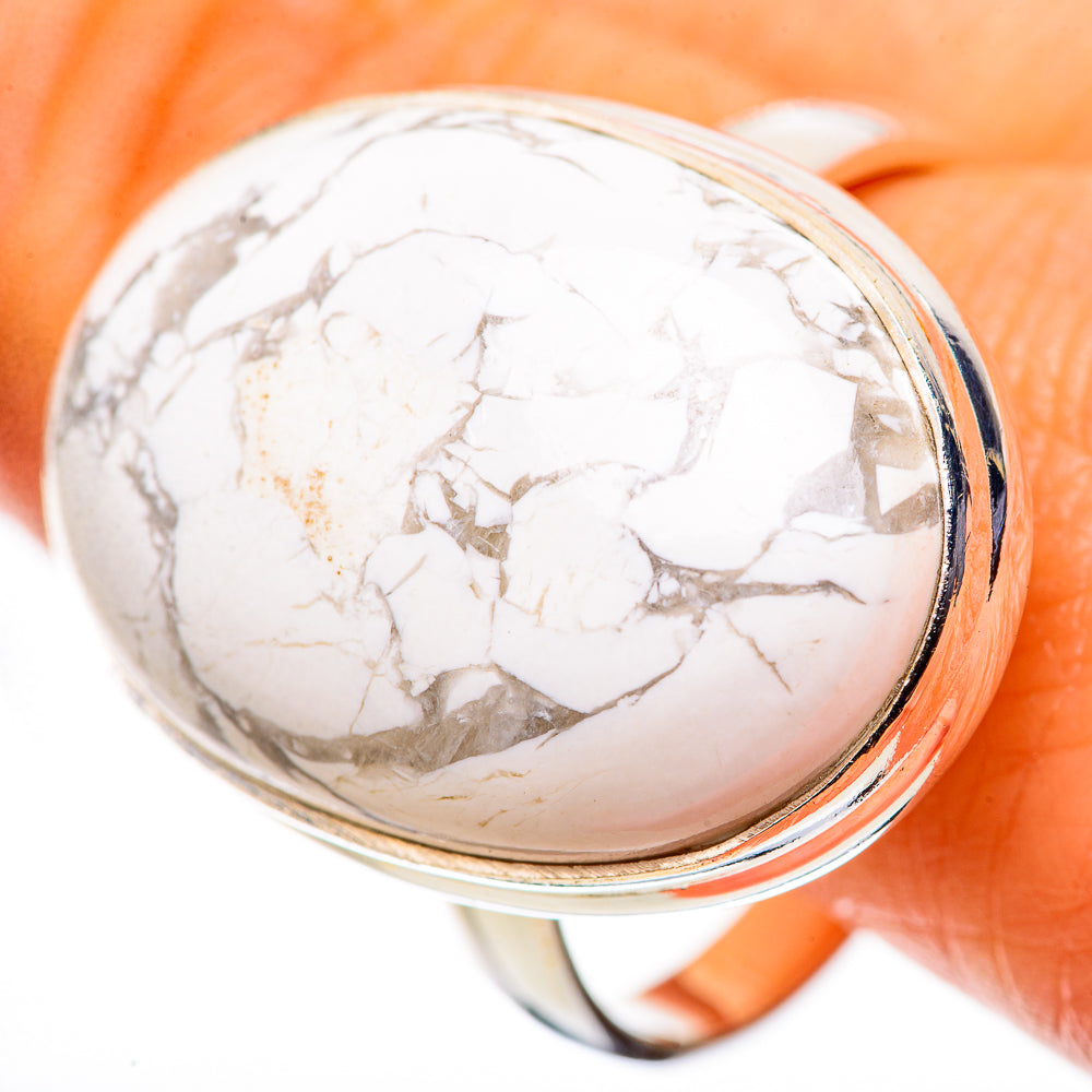 Large Howlite Ring Size 13.5 (925 Sterling Silver) RING134706