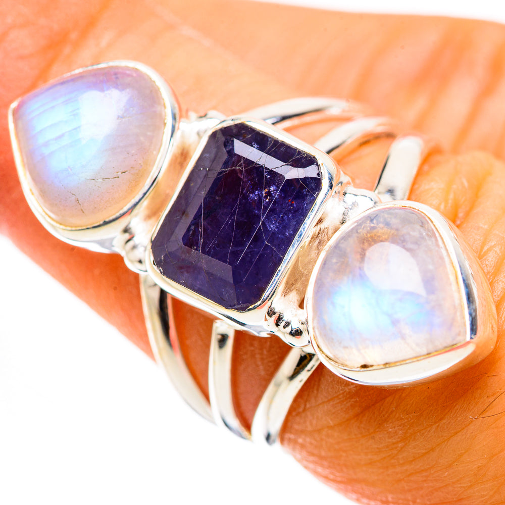 Faceted Tanzanite, Rainbow Moonstone Ring Size 6.75 (925 Sterling Silver) RING135461
