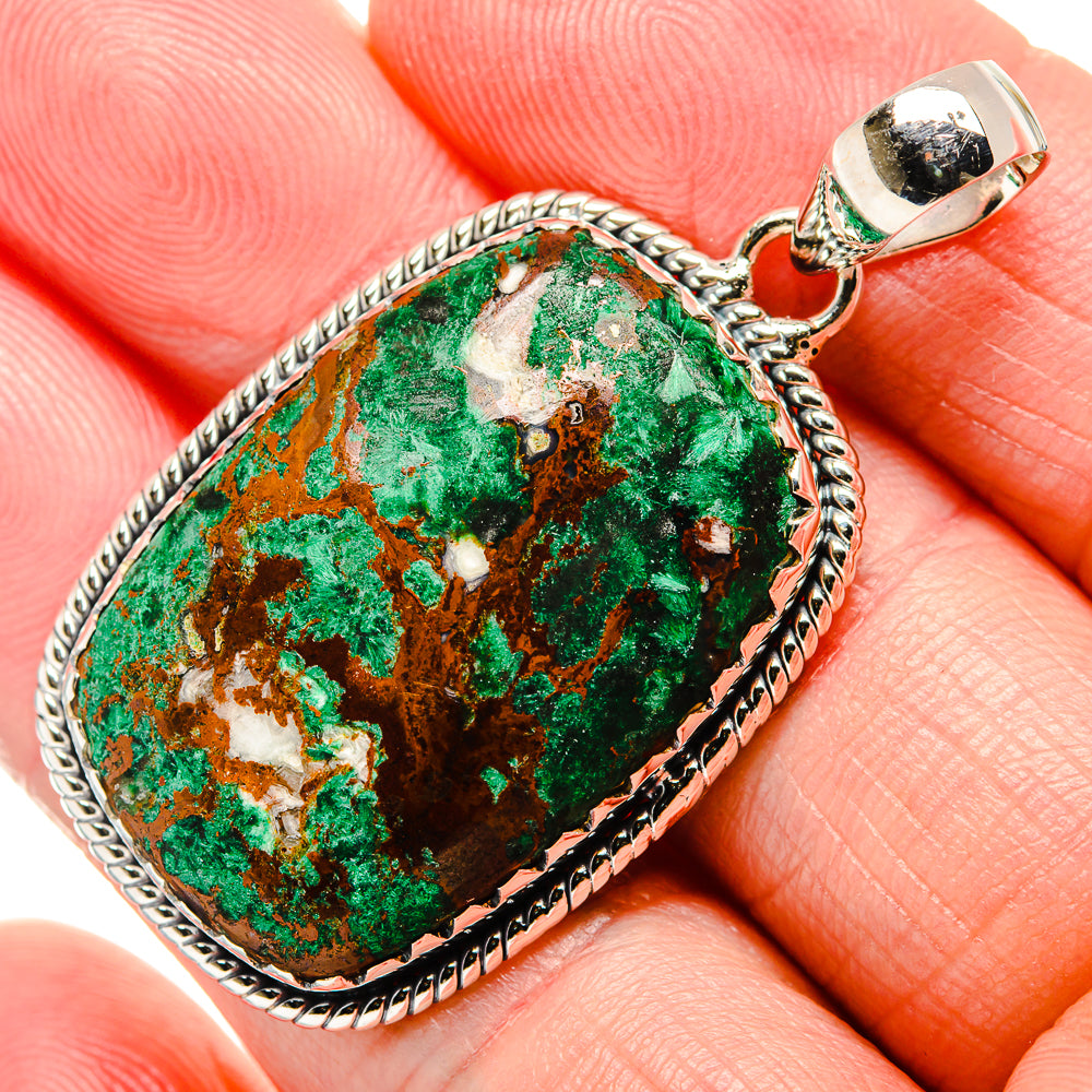 Malachite Pendant 1 7/8" (925 Sterling Silver) PD36351