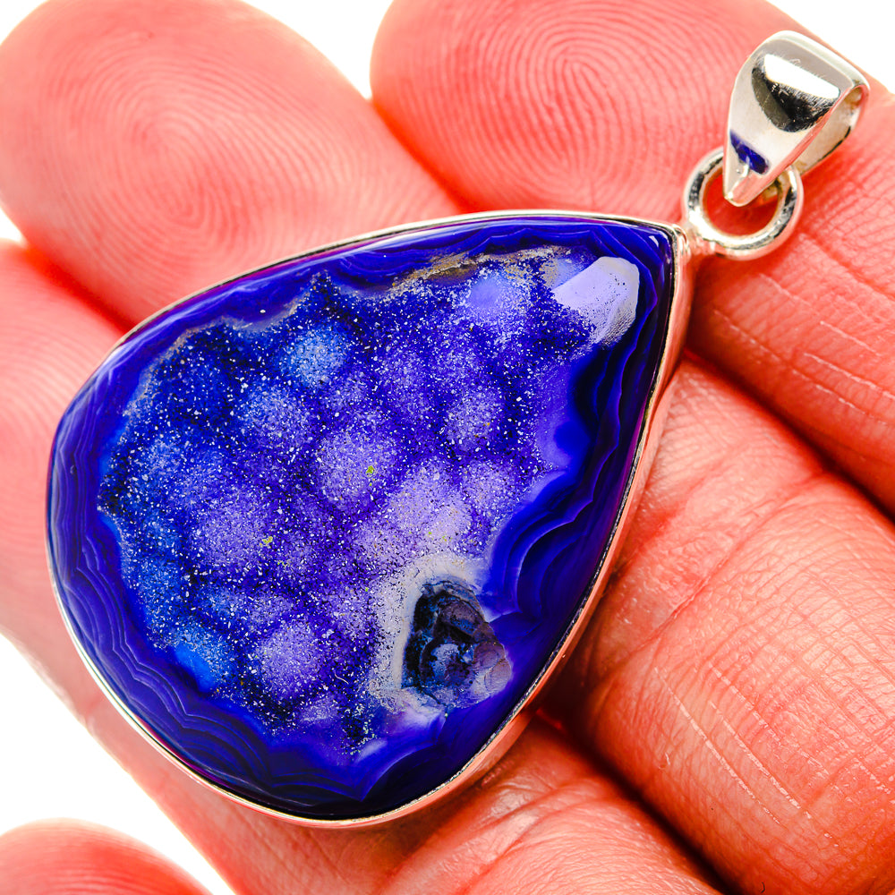 Purple Window Druzy Pendant 2"  (925 Sterling Silver) PD37183