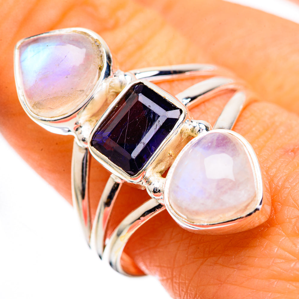 Faceted Tanzanite, Rainbow Moonstone Ring Size 10 (925 Sterling Silver) RING135855