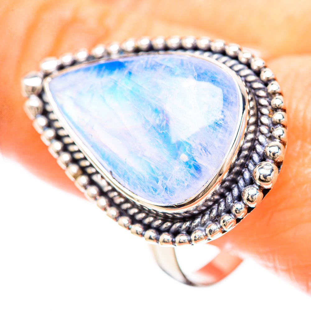 Large Blue Moonstone Ring Size 12.25 (925 Sterling Silver) RING137142