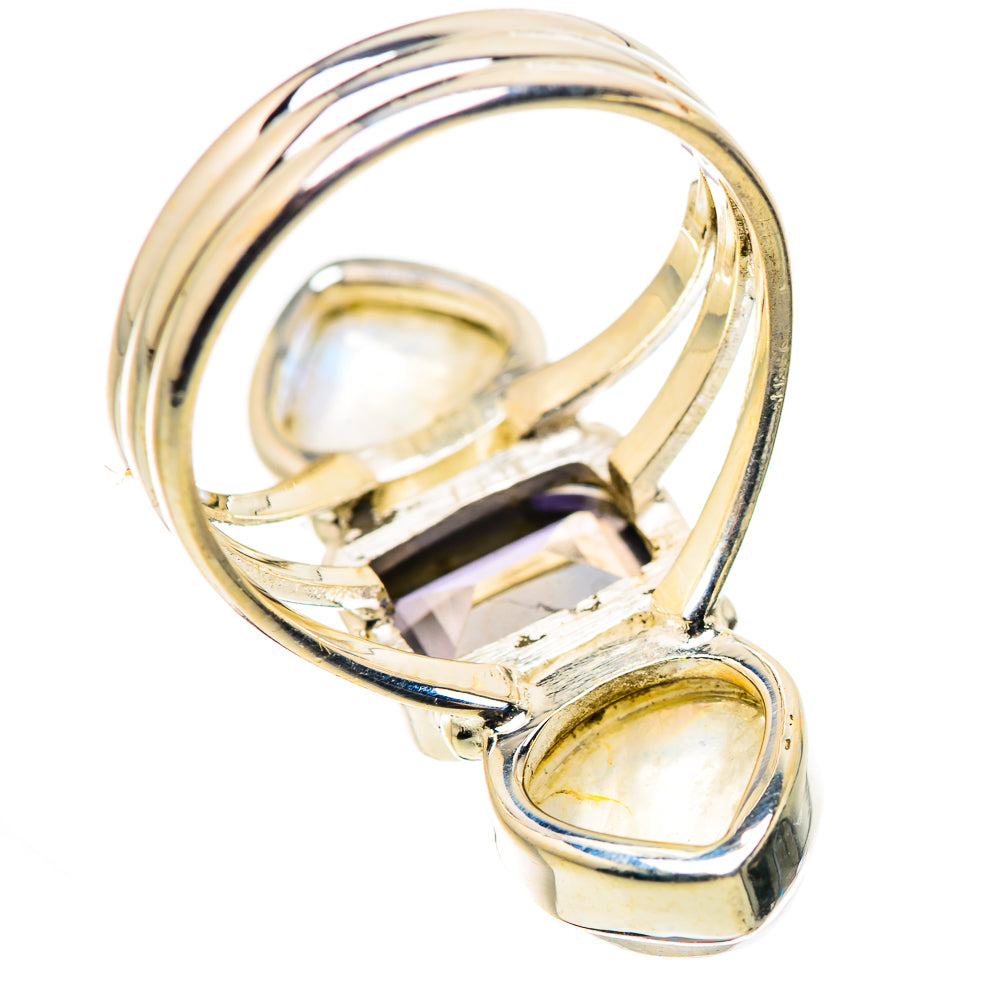 Faceted Tanzanite, Rainbow Moonstone Ring Size 7.5 (925 Sterling Silver) RING134647