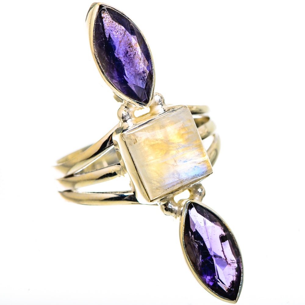 Faceted Tanzanite, Rainbow Moonstone Ring Size 8 (925 Sterling Silver) RING135462