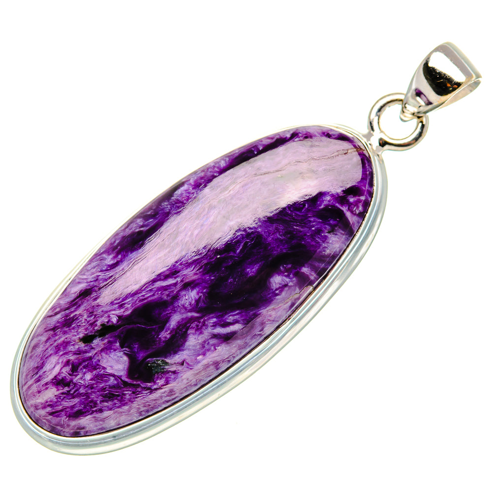 Charoite Pendant 2 1/8" (925 Sterling Silver) PD37452