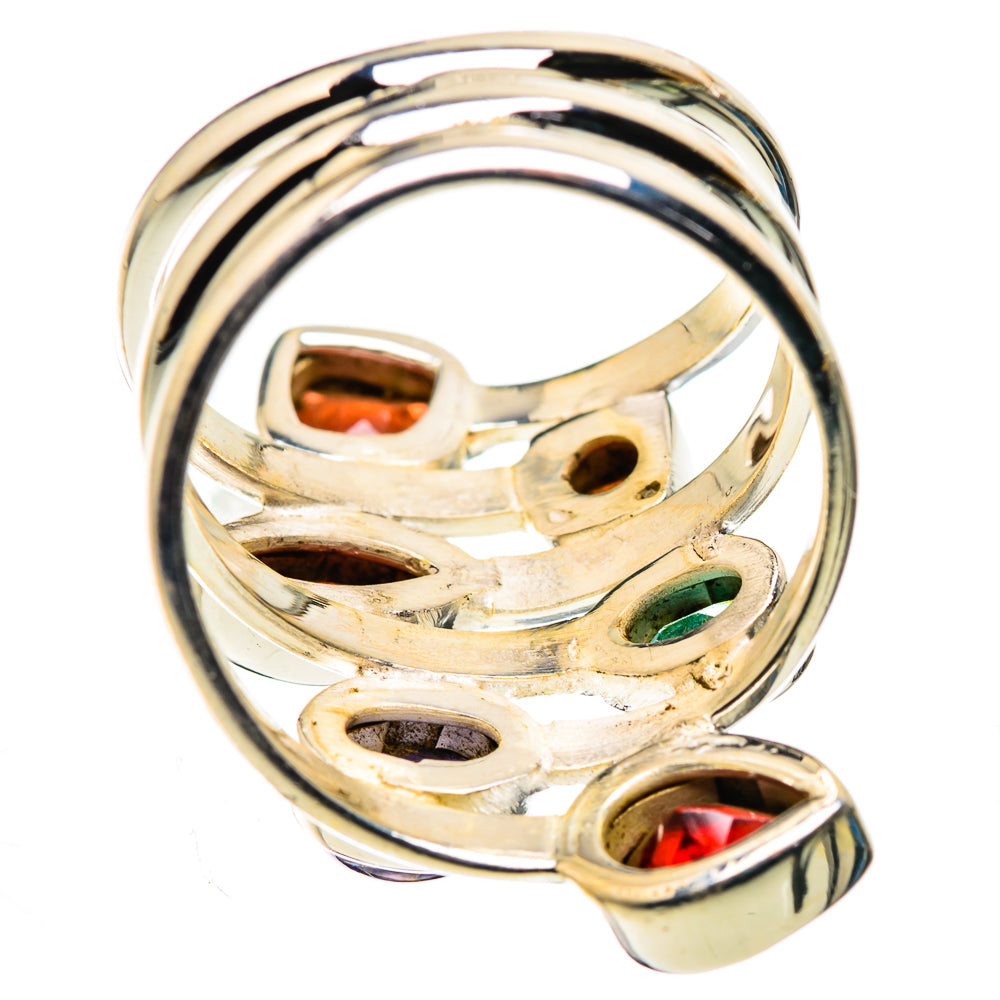 Large Garnet, Tanzanite, Emerald Ring Size 8.25 (925 Sterling Silver) RING136186