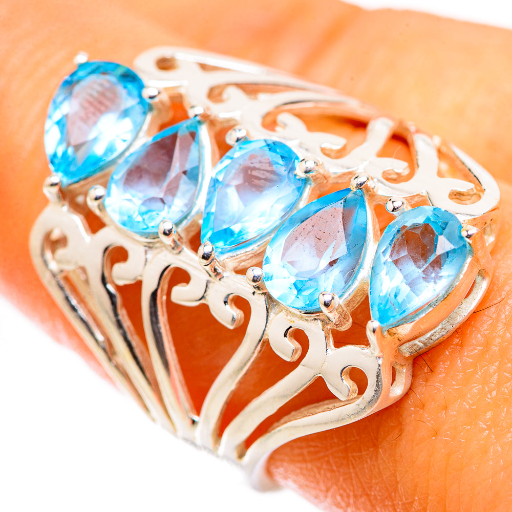Anasilvercos Blue Topaz Ring Size 8 (925 Sterling Silver)