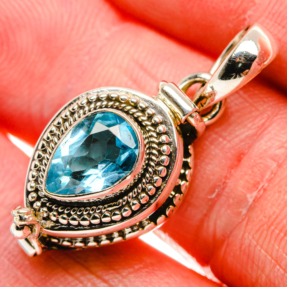 Poison Blue Topaz Pendant 1 1/4" (925 Sterling Silver) PD37493
