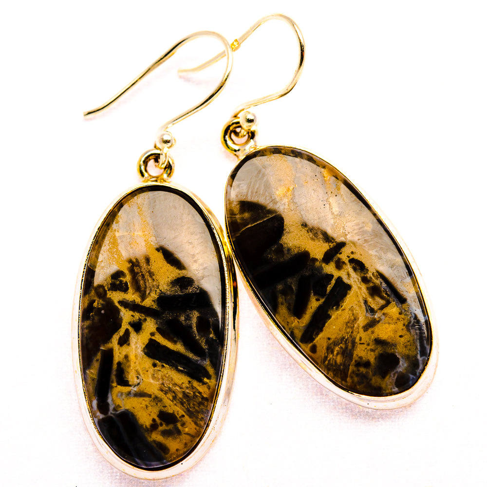 Palm Wood Jasper 925 Sterling Silver Earrings 1 3/4" (925 Sterling Silver) EARR431948