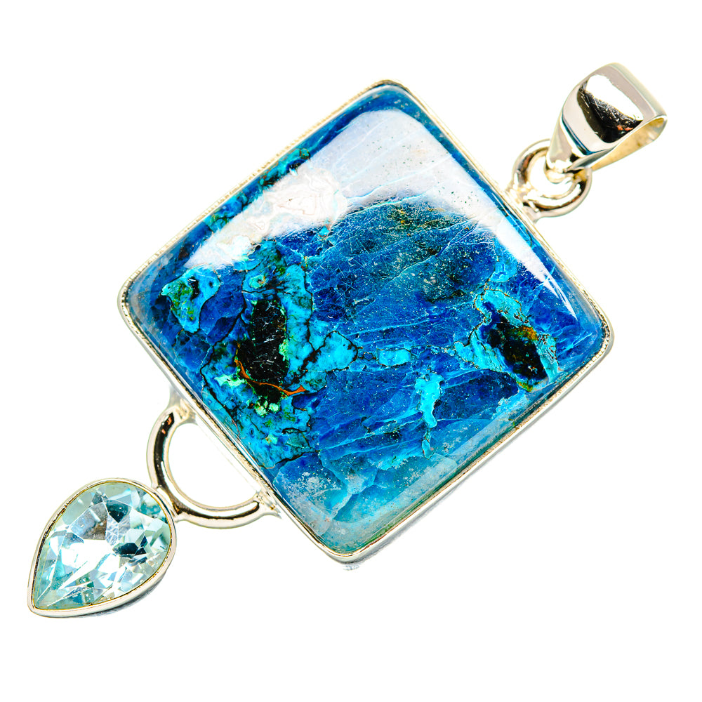 Shattuckite, Blue Topaz Pendant 2" (925 Sterling Silver) PD36887