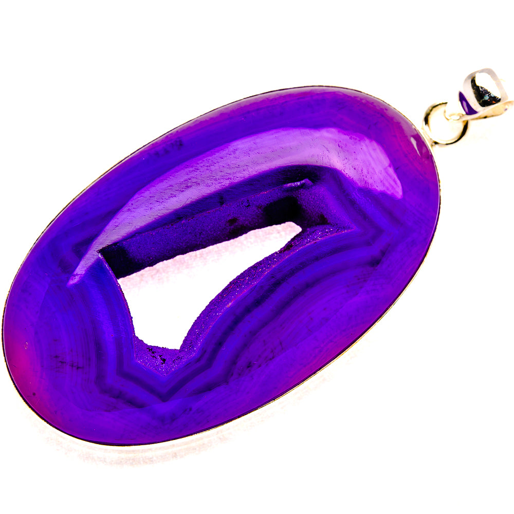 Huge Purple Window Druzy Pendant 2 3/4" (925 Sterling Silver) PD37324