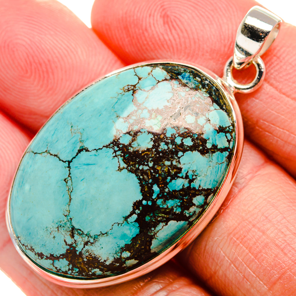 Tibetan Turquoise Pendant 1 7/8" (925 Sterling Silver) PD36999