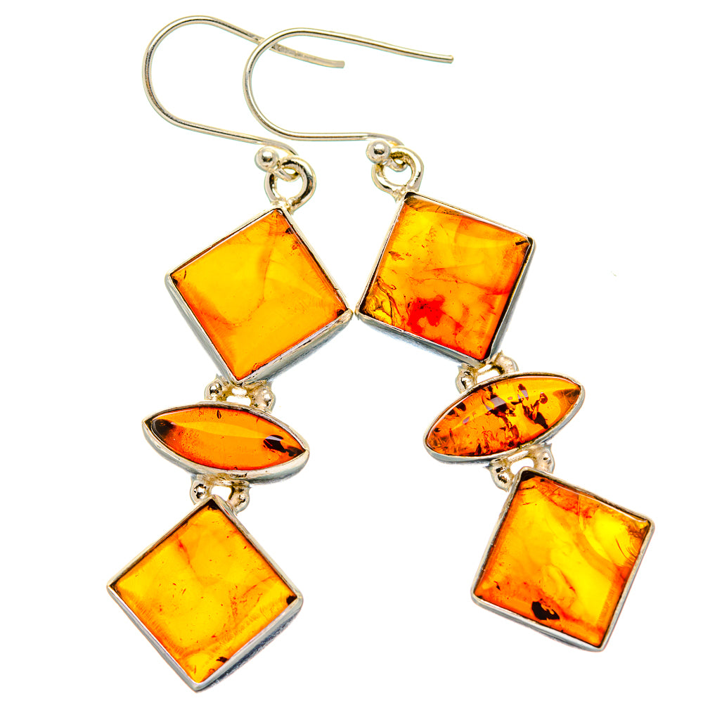 Baltic Amber Earrings 2 1/4"  (925 Sterling Silver) EARR431637