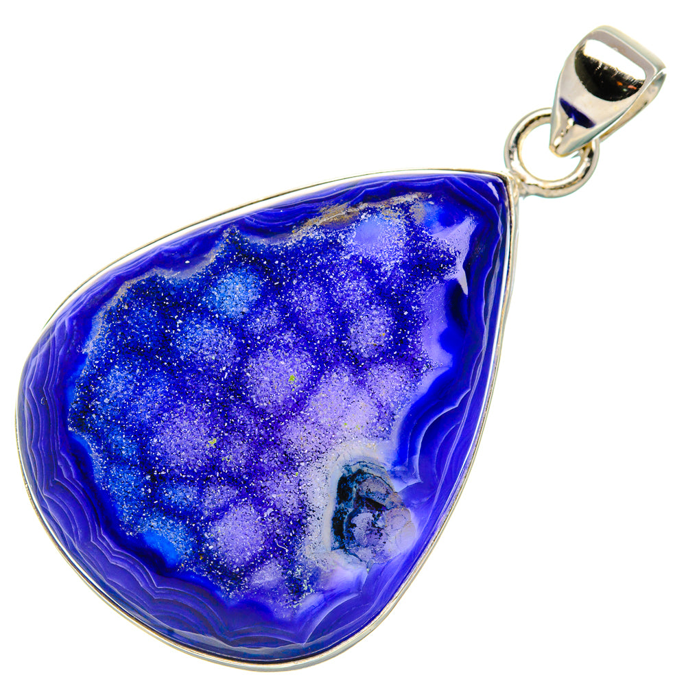 Purple Window Druzy Pendant 2"  (925 Sterling Silver) PD37183