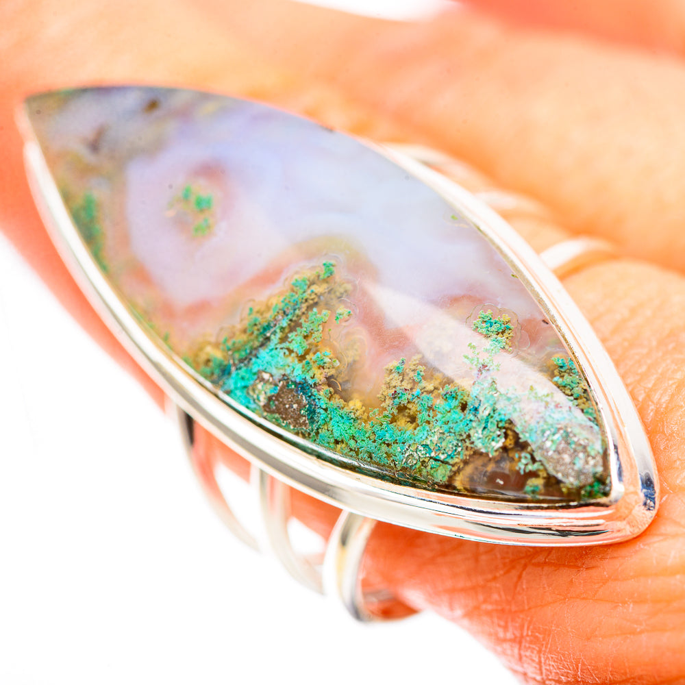Huge Green Moss Agate Ring Size 9.5 (925 Sterling Silver) RING136345