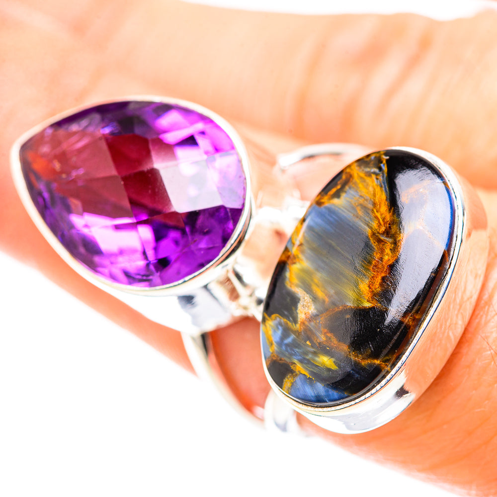 Large Pietersite, Amethyst Ring Size 7.75 (925 Sterling Silver) RING136933