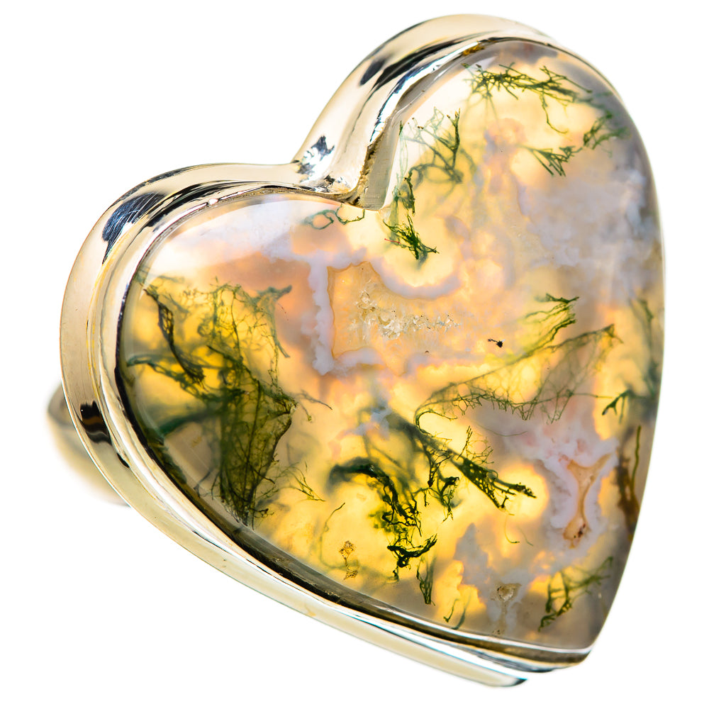 Large Green Moss Agate Ring Size 7.25 (925 Sterling Silver) RING134712