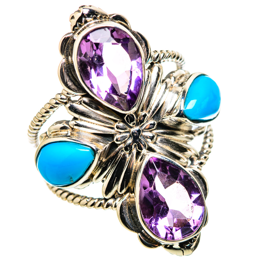 Faceted Amethyst, Sleeping Beauty Turquoise Ring Size 5.75 (925 Sterling Silver) RING134615