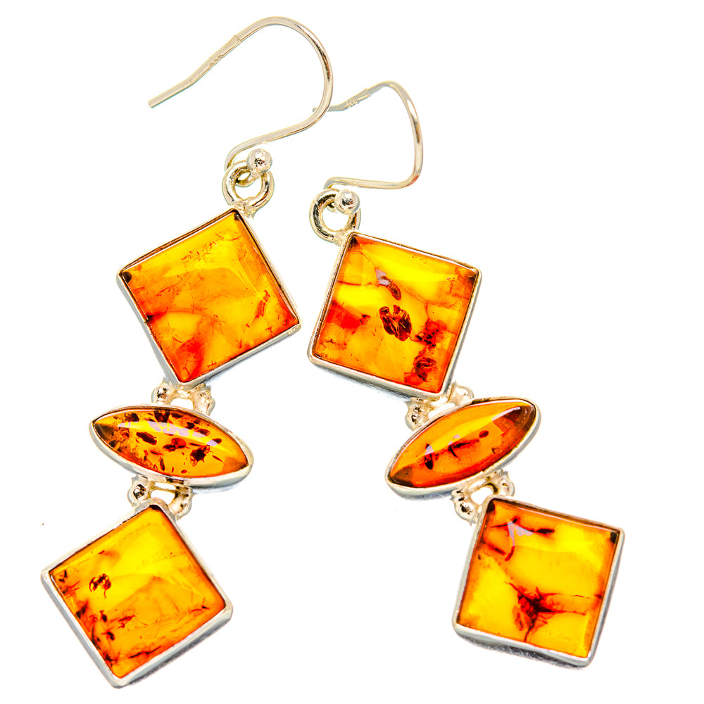 Baltic Amber Earrings 2 1/4" (925 Sterling Silver) EARR431611