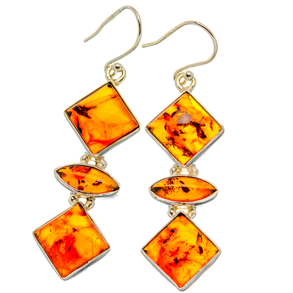 Baltic Amber Earrings 2 1/4" (925 Sterling Silver) EARR431753