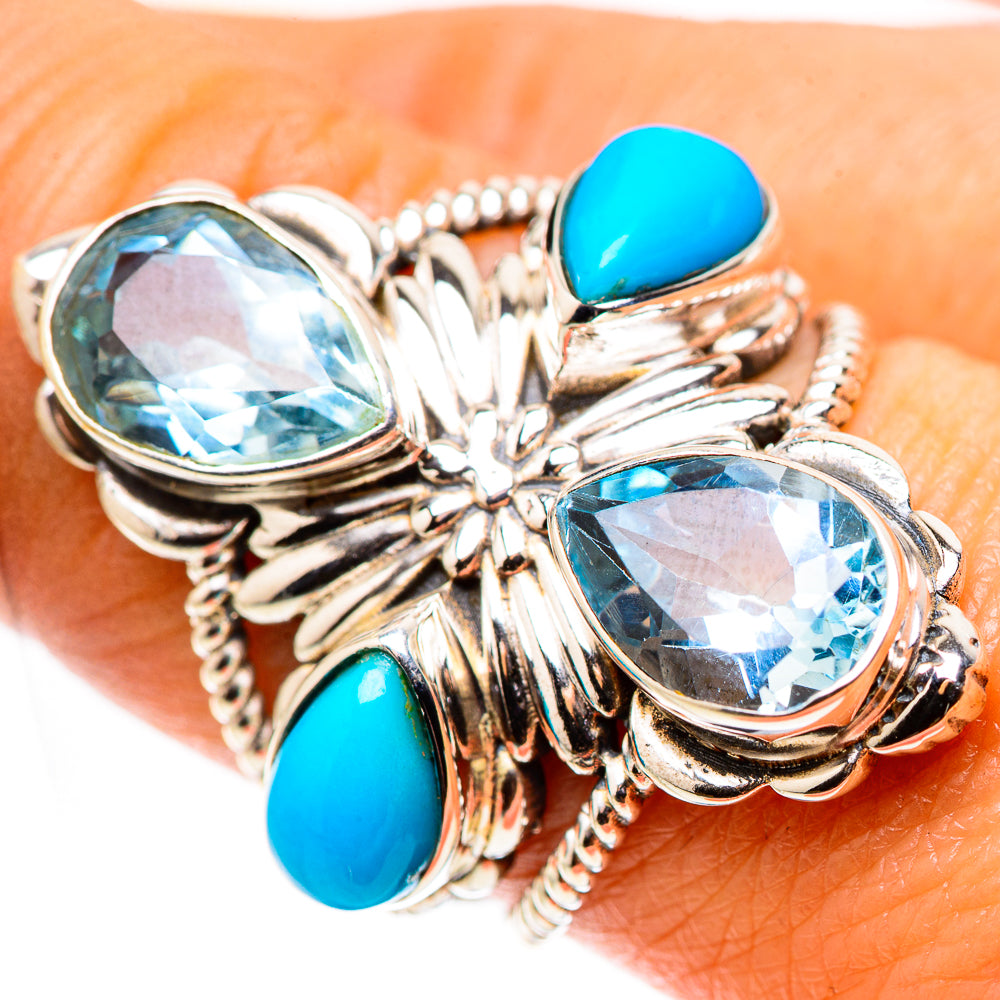 Blue Topaz, Sleeping Beauty Turquoise Ring Size 8.5 (925 Sterling Silver) RING134958