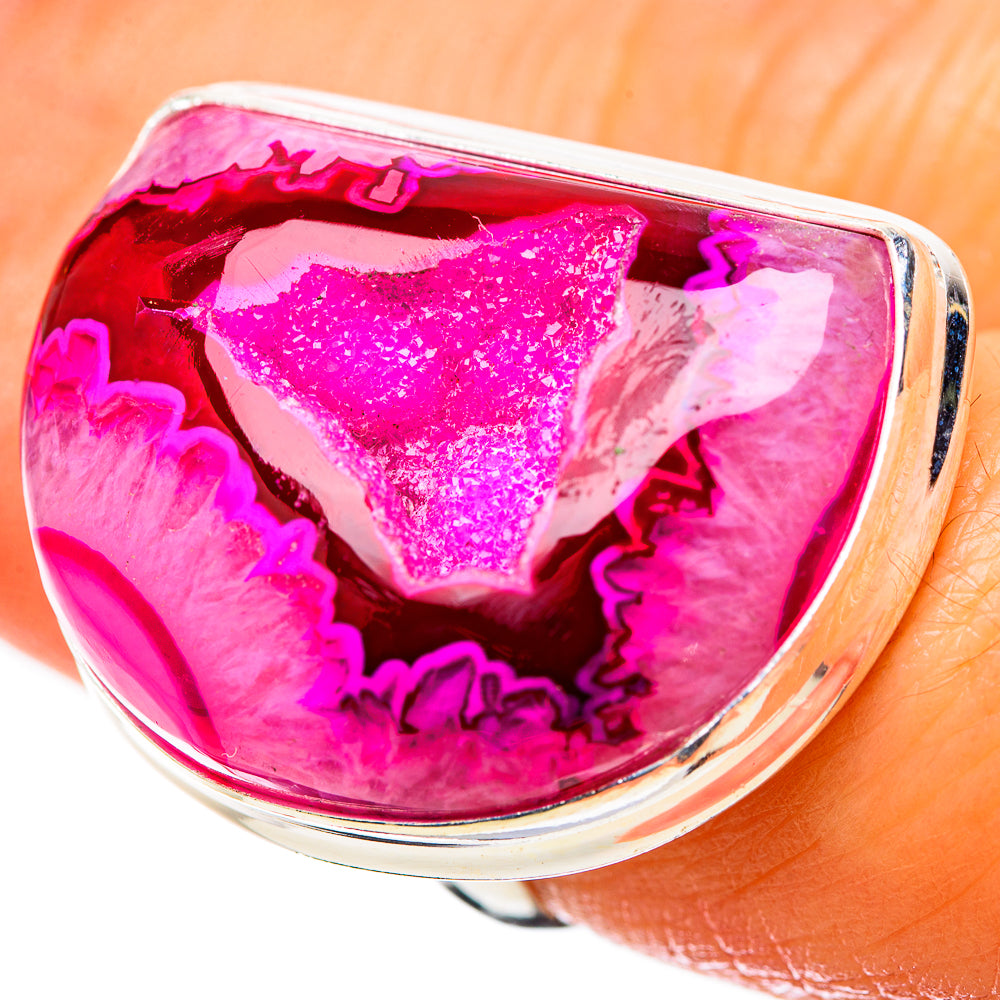 Anasilvercos Large Pink Window Druzy Ring Size 7 (925 Sterling Silver)