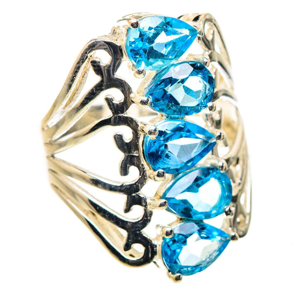 Anasilvercos Blue Topaz Ring Size 7.25 (925 Sterling Silver)