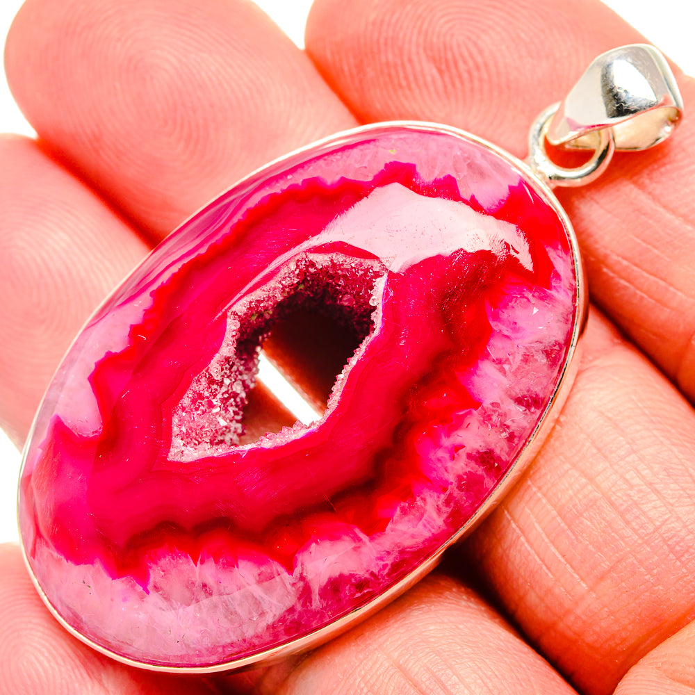 Pink Window Druzy Pendant 2 1/4"  (925 Sterling Silver) PD36953