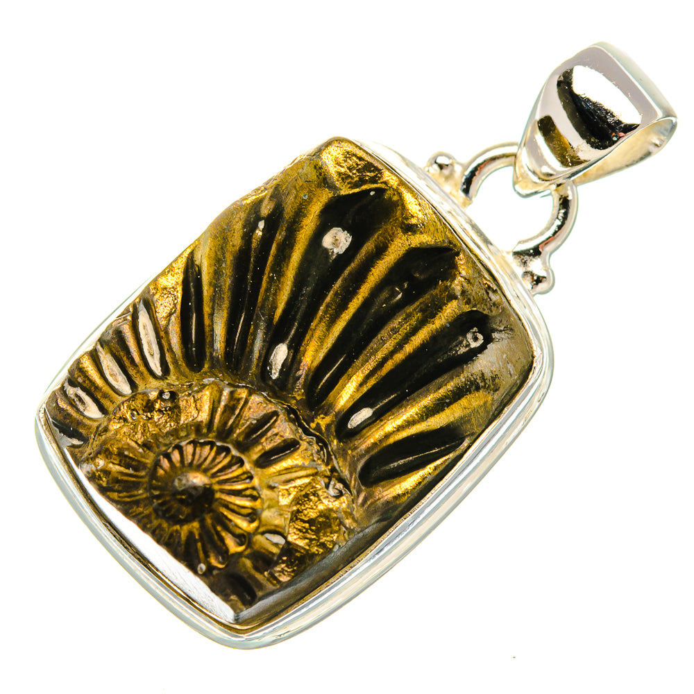 Pyrite Fossil Pendant 1 1/4" (925 Sterling Silver) PD37376
