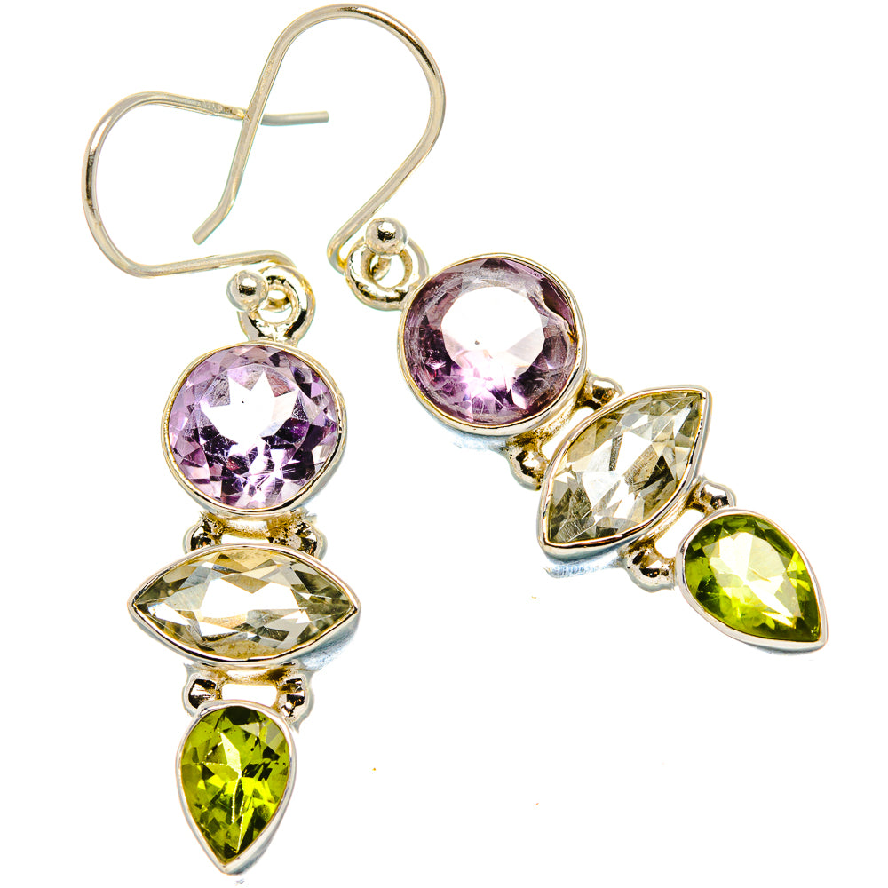 Green Amethyst, Amethyst, Peridot Earrings 1 1/2" (925 Sterling Silver) EARR431789