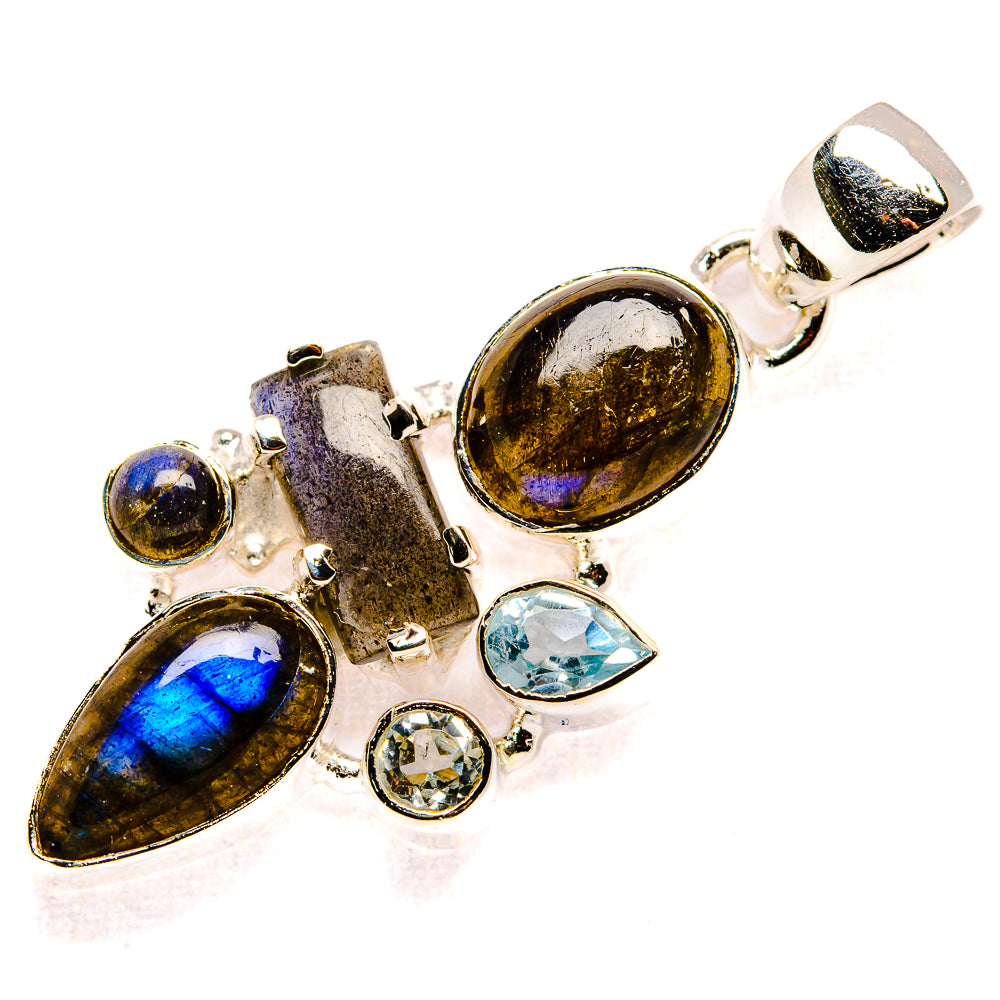 Labradorite, Blue Topaz Pendant 1 3/4" (925 Sterling Silver) PD36763