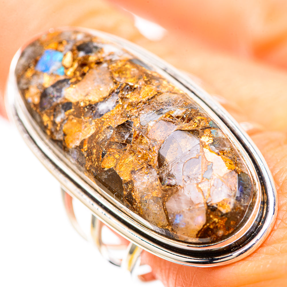 Huge Brecciated Labradorite Ring Size 10 (925 Sterling Silver) RING137126