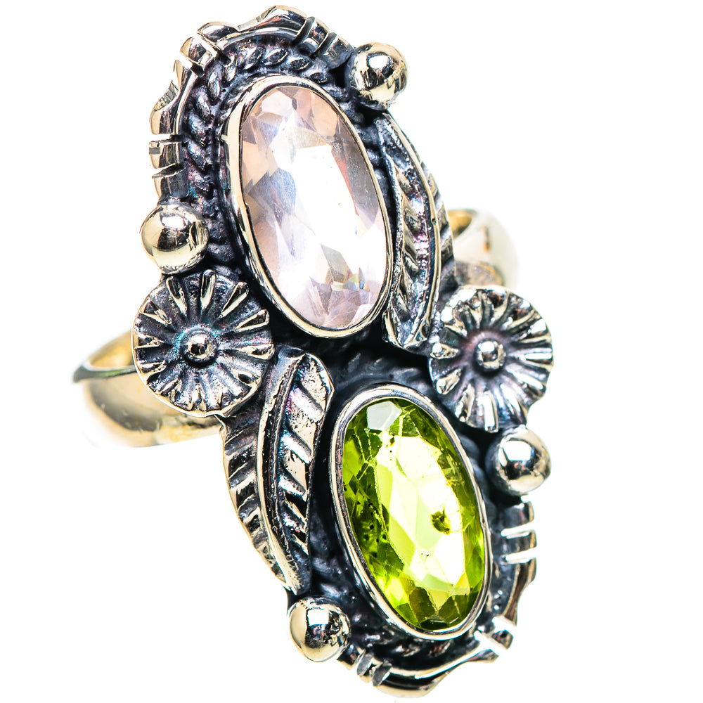 Rose Quartz, Peridot 925 Sterling Silver Ring Size 6.25 (925 Sterling Silver) RING137637