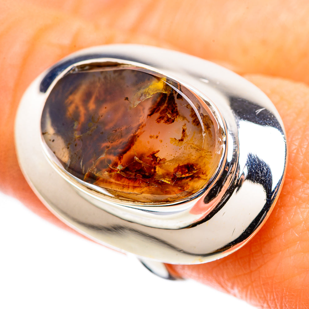Anasilvercos Scenic Dendritic Agate Ring Size 8 (925 Sterling Silver)