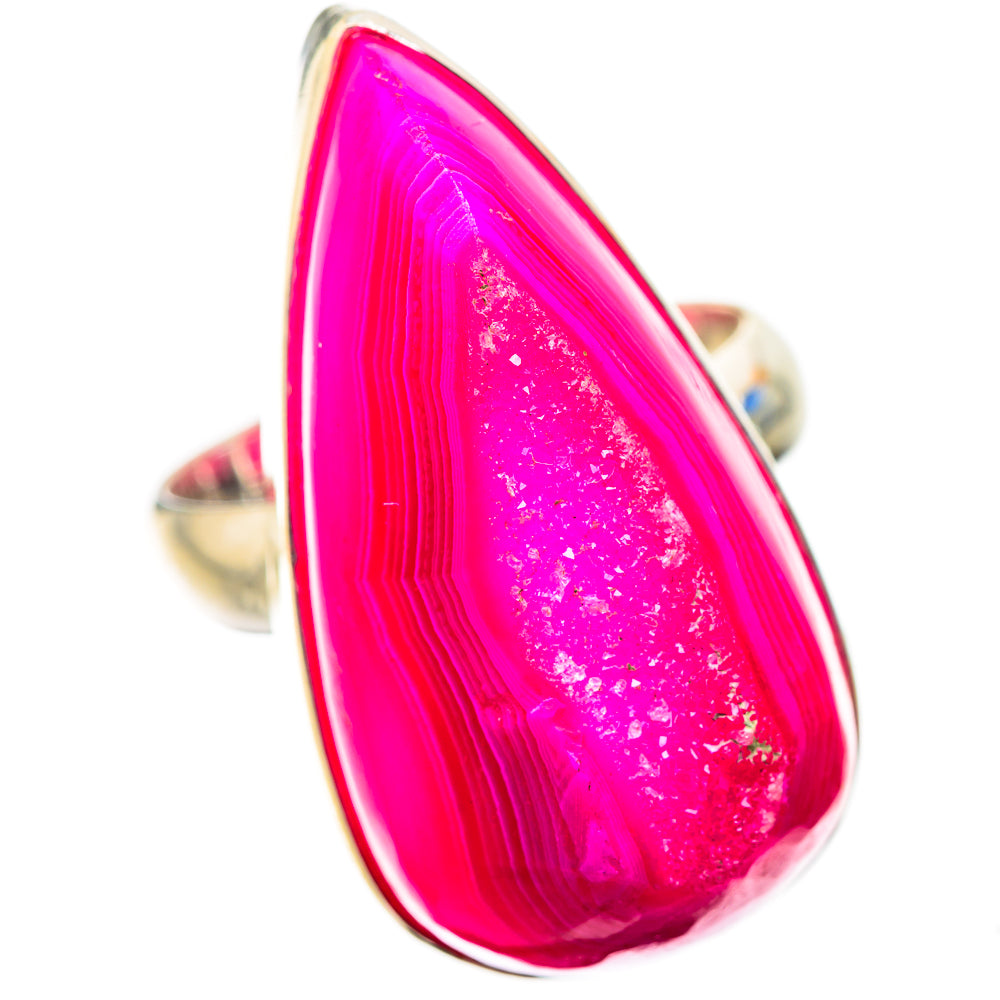 Anasilvercos Large Pink Window Druzy Ring Size 7 (925 Sterling Silver)