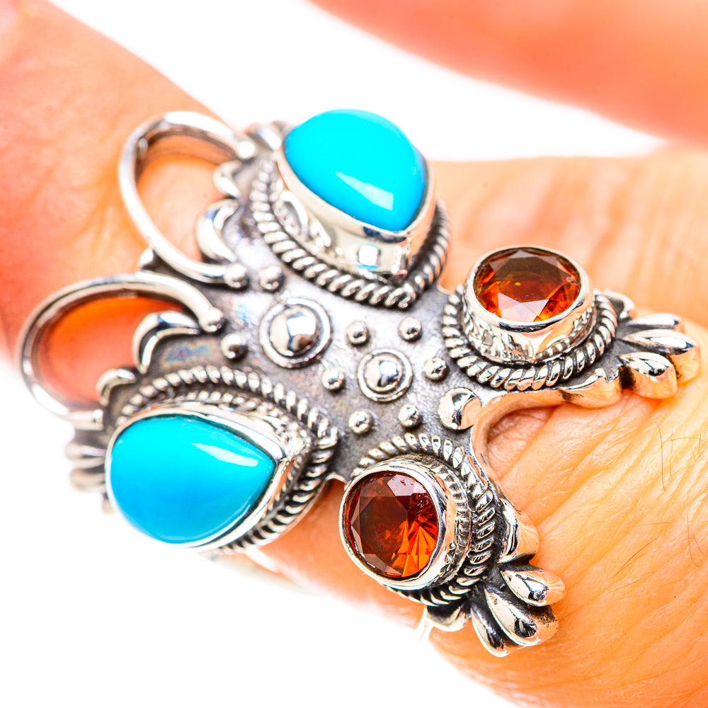 Large Larimar, Citrine Ring Size 6.5 (925 Sterling Silver) RING136744