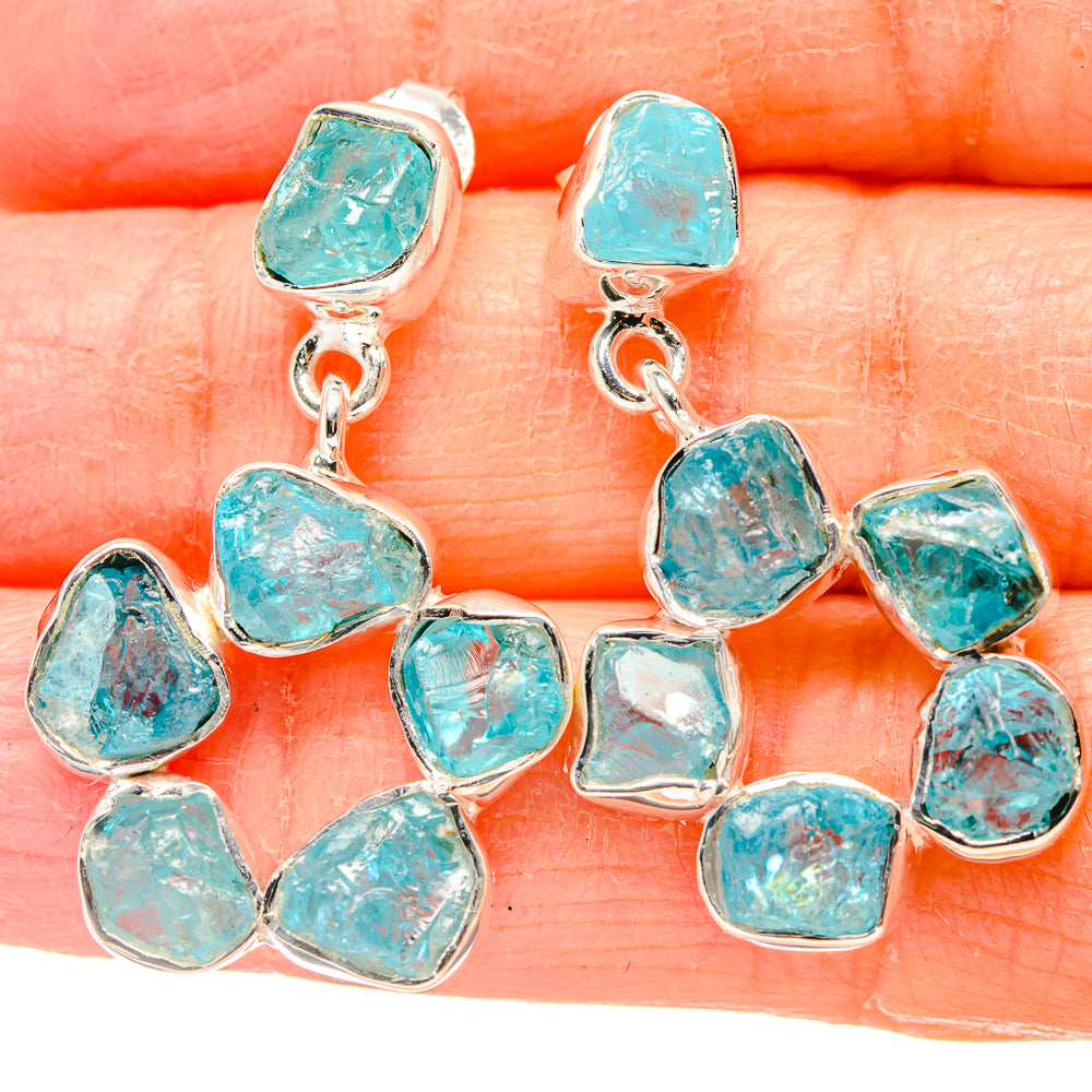 Rough Aquamarine Earrings 1 1/4" (925 Sterling Silver) EARR431502
