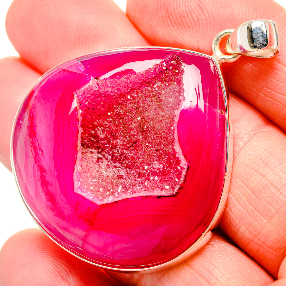 Pink Window Druzy Pendant 2"  (925 Sterling Silver) PD36946
