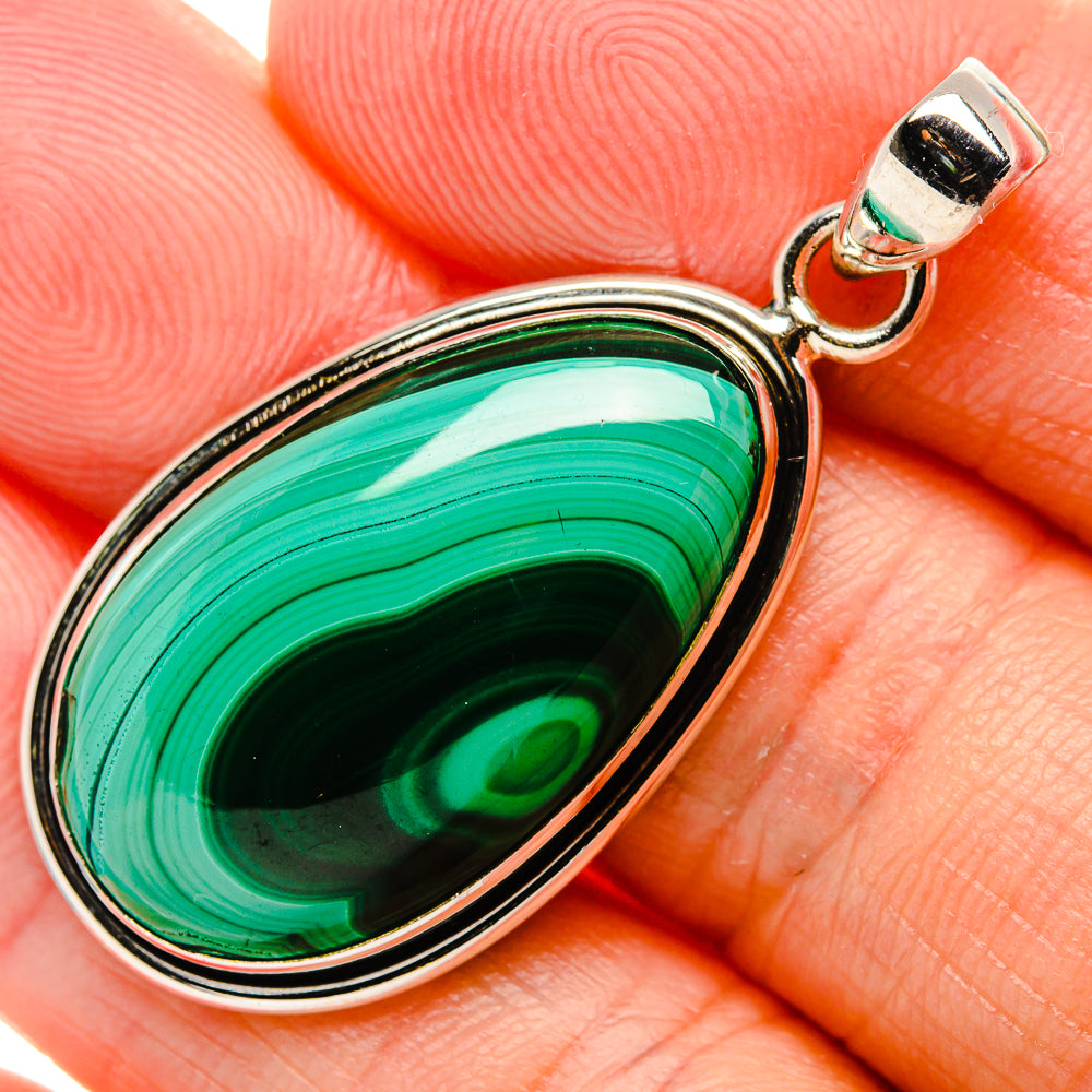 Malachite Pendant 1 3/4" (925 Sterling Silver) PD37276