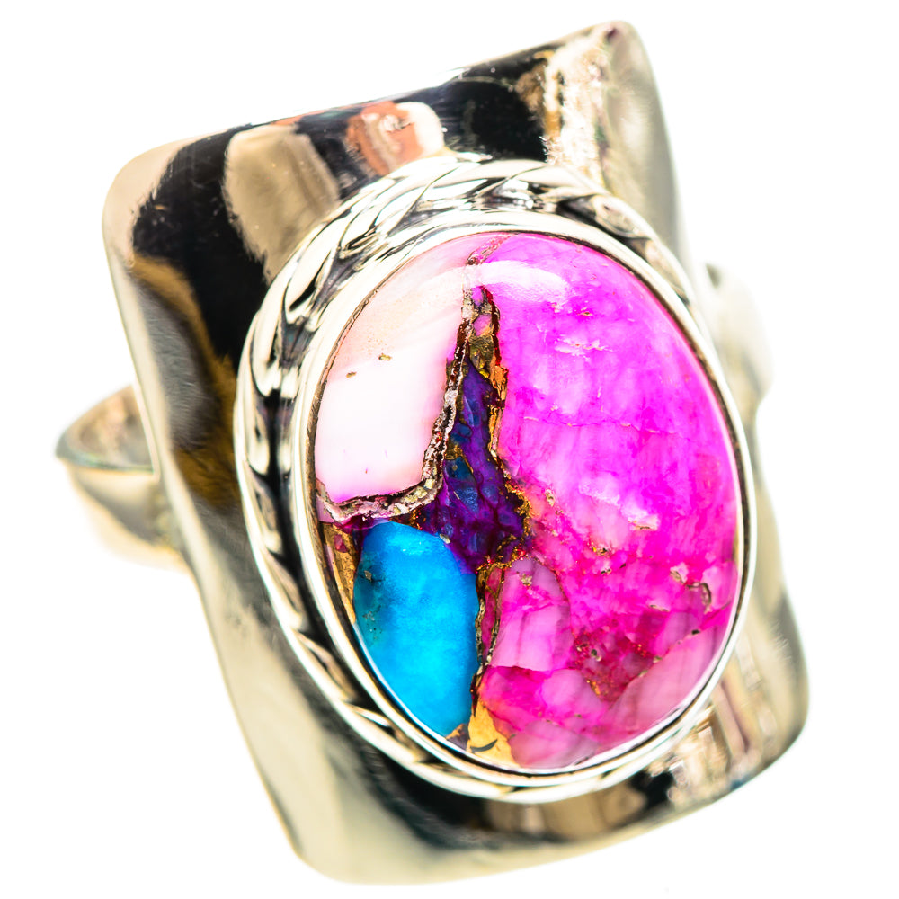 Kingman Pink Dahlia Turquoise 925 Sterling Silver Ring Size 9.25 (925 Sterling Silver) RING137266